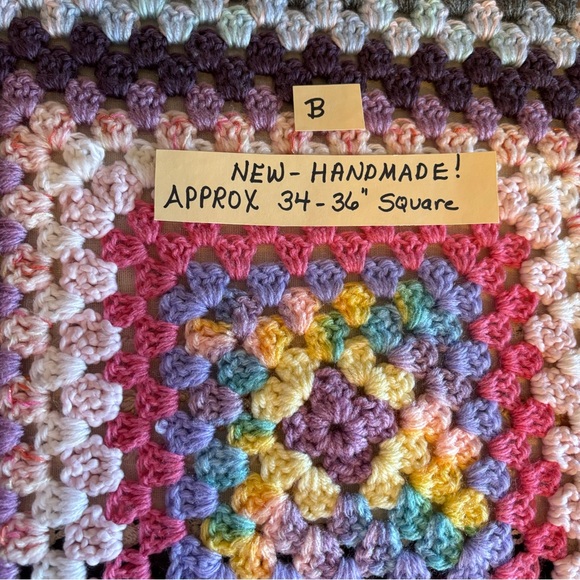 NEW Handmade BABY blanket or GRANDMA lap cover throw afghan 34-36” Squar… - Picture 2 of 6